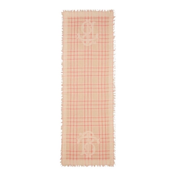 Tory Burch Pink and White Plaid Scarf - Picture 3 of 4